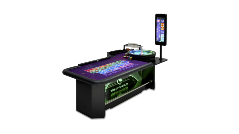 Roulette – LED Illuminated White Double Roulette Casino Game Table Kit | Rental