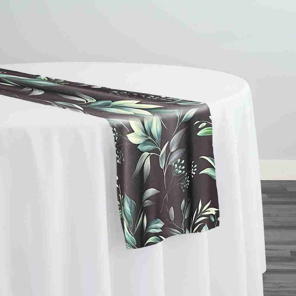Bayside Leaf (Poly Print) Table Runner in Green/Black | Rental Bayside Leaf (Poly Print) Table Runner in Green/Black | Rental