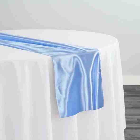 Bridal Satin Table Runner in Blue 120 | Rental