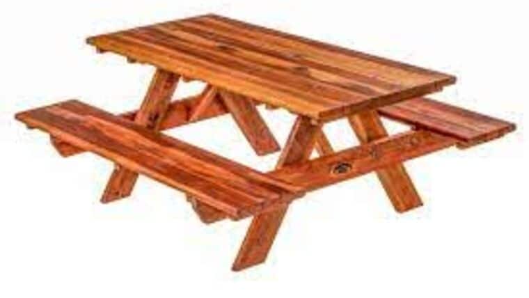 Picnic Table | 8′ Red | Wood | Rental