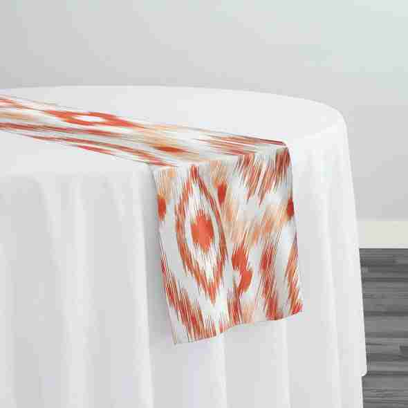 Cosmo Print (Dupioni) Table Runner in Orange | Rental