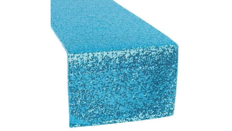 Glitz Sequin Table Runner – Aqua Blue | Rental Glitz Sequin Table Runner – Aqua Blue | Rental