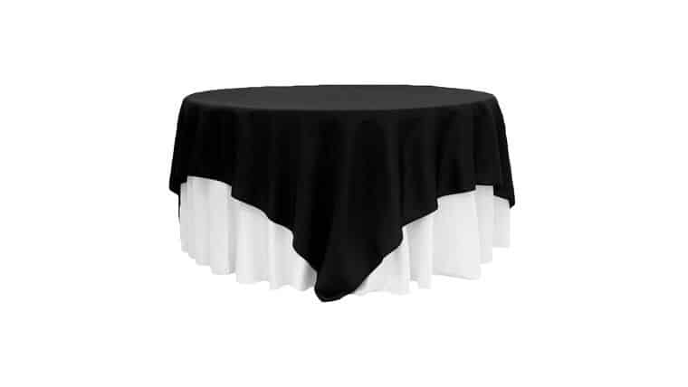 Polyester Square 90″x90″ Overlay/Tablecloth – Black | Rental Polyester Square 90″x90″ Overlay/Tablecloth – Black | Rental