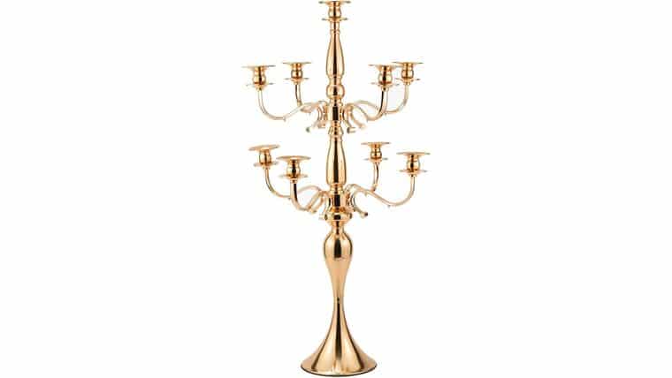 Gold Candelabra Candle Holder for Wedding, 33 Inch Tall 9 Arms Candelabra Centerpiece | Rental