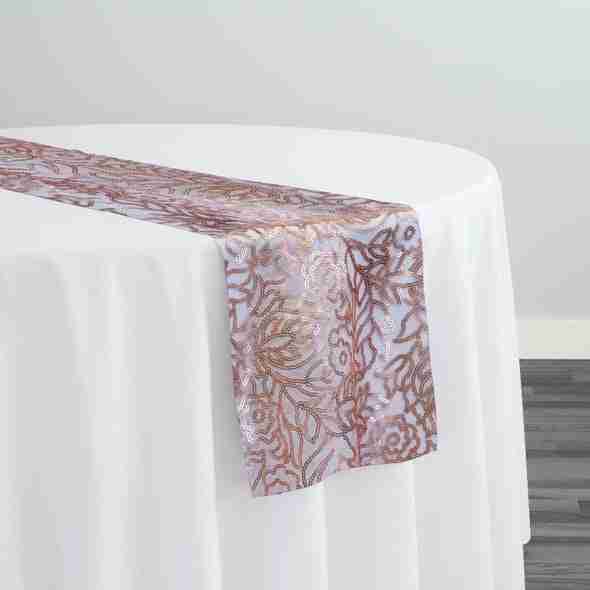 Fiori Leaf Sequins Table Runner in Blush | Rental Fiori Leaf Sequins Table Runner in Blush | Rental