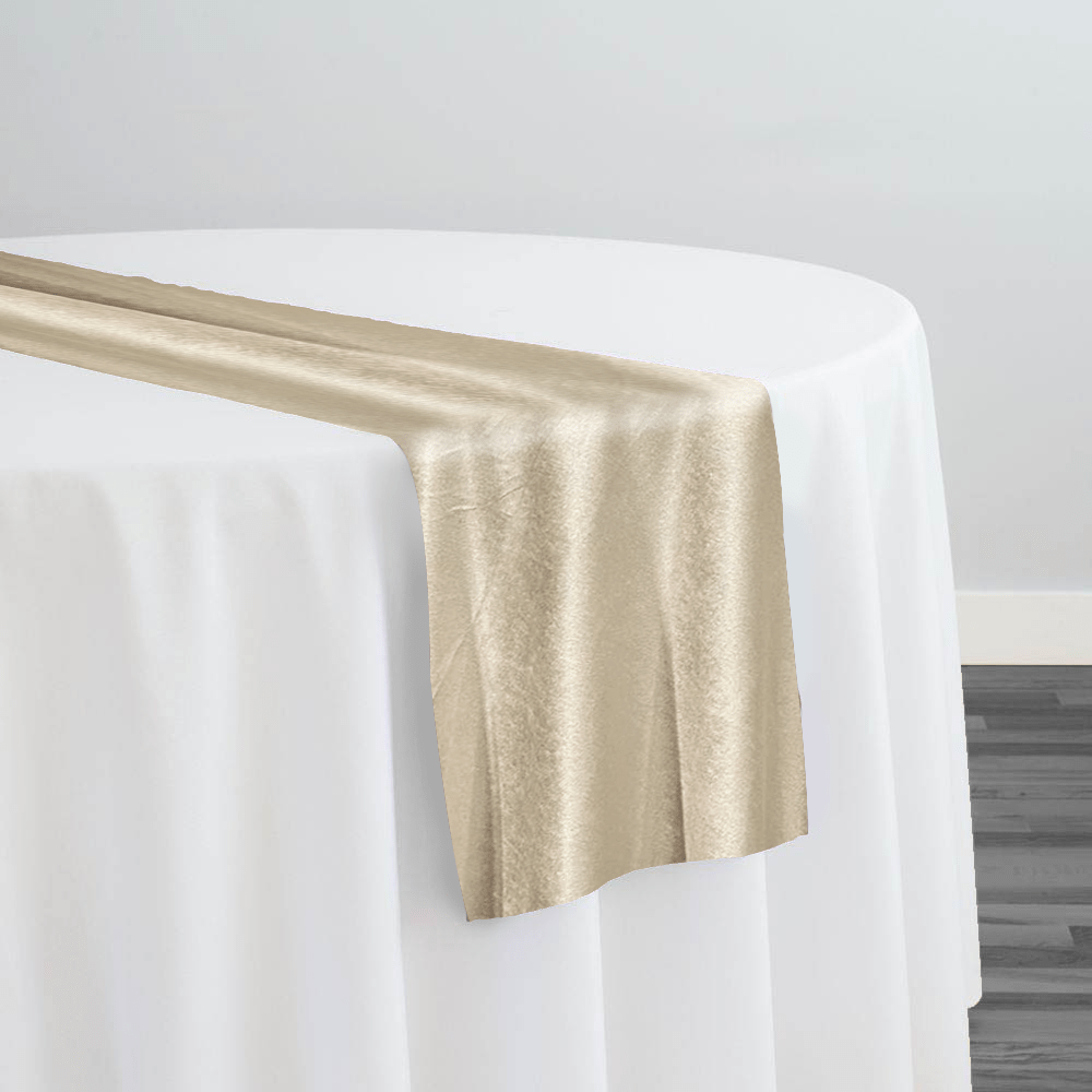 Luxury Plush Velvet Table Runner in Bone | Rental