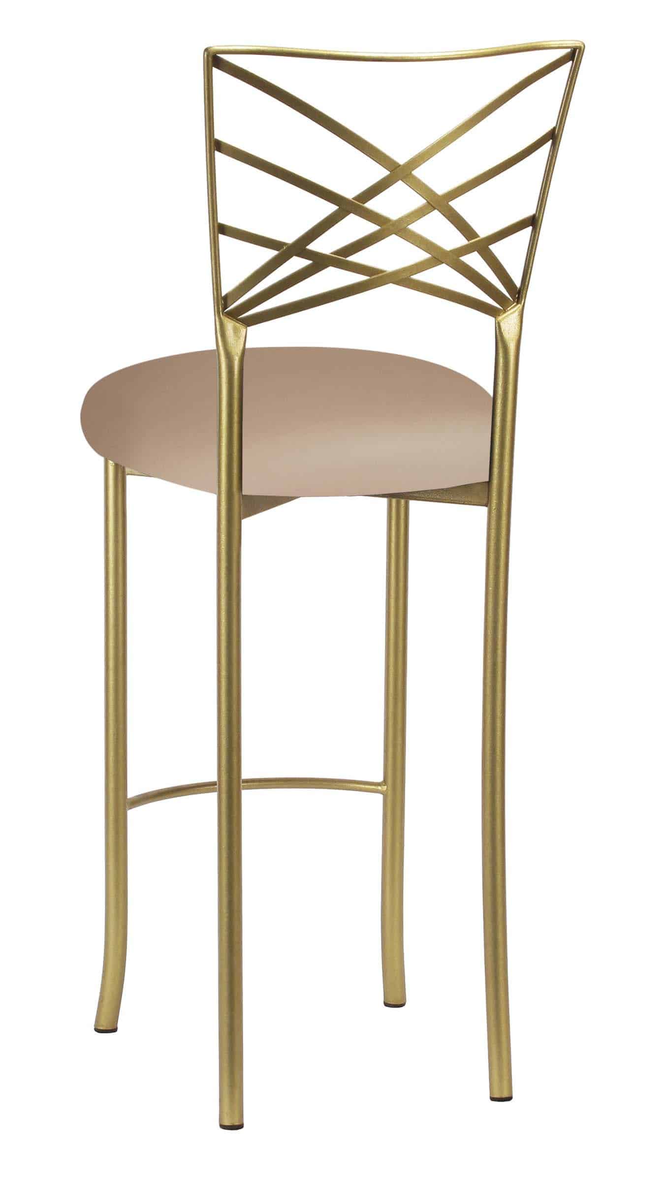 Gold Fanfare Barstool with Cappuccino Stretch Knit Cushion – Chameleon Chair Collection | Rental
