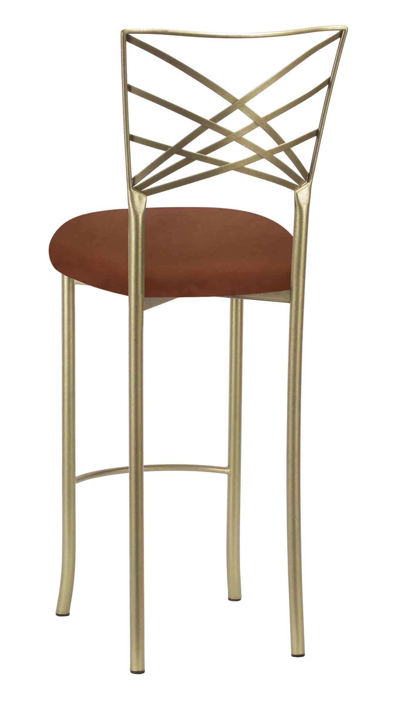 Gold Fanfare Barstool with Cognac Suede Cushion – Chameleon Chair Collection | Rental