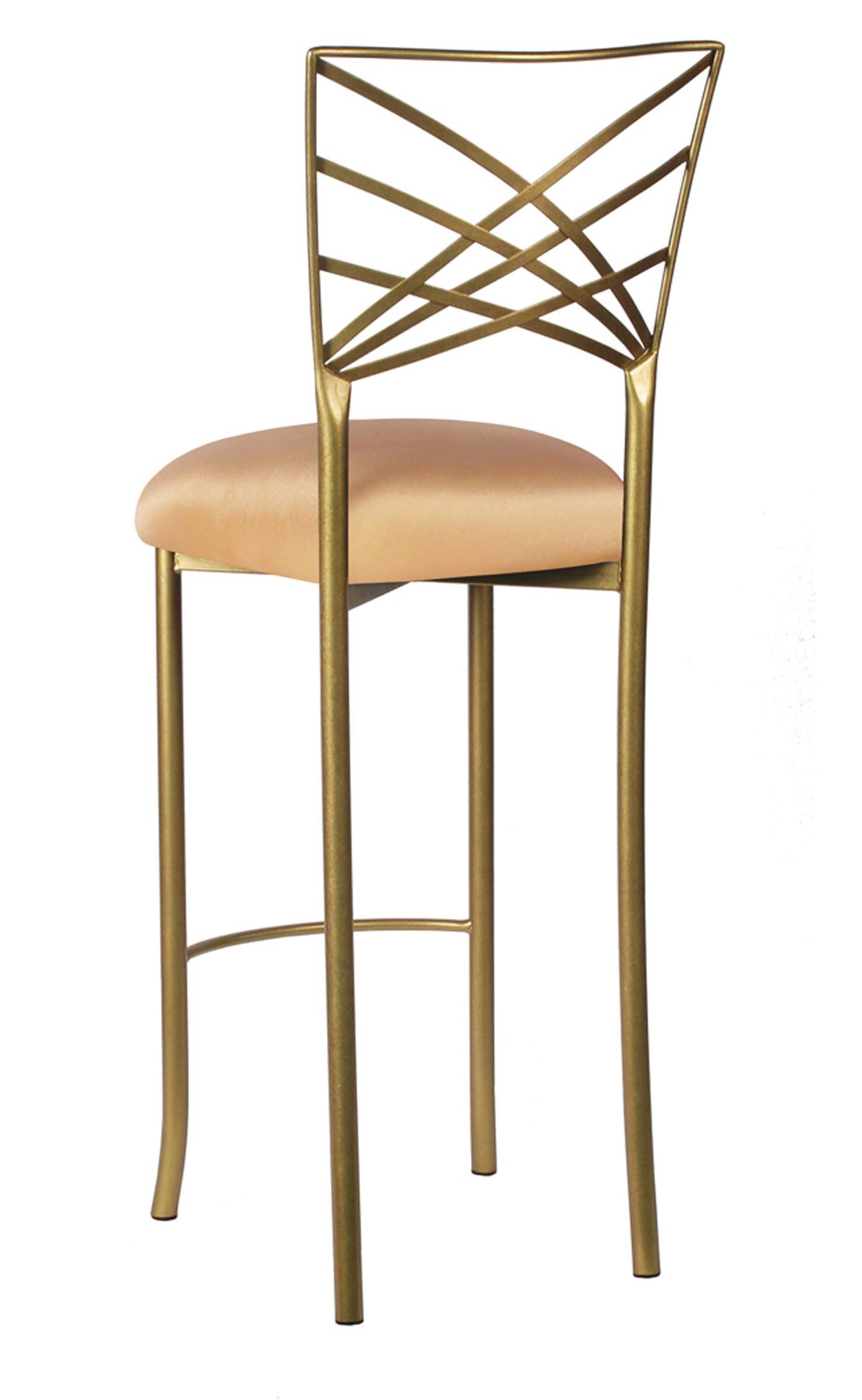 Gold Fanfare Barstool with Toffee Stretch Knit Cushion – Chameleon Chair Collection | Rental Gold Fanfare Barstool with Toffee Stretch Knit Cushion – Chameleon Chair Collection | Rental