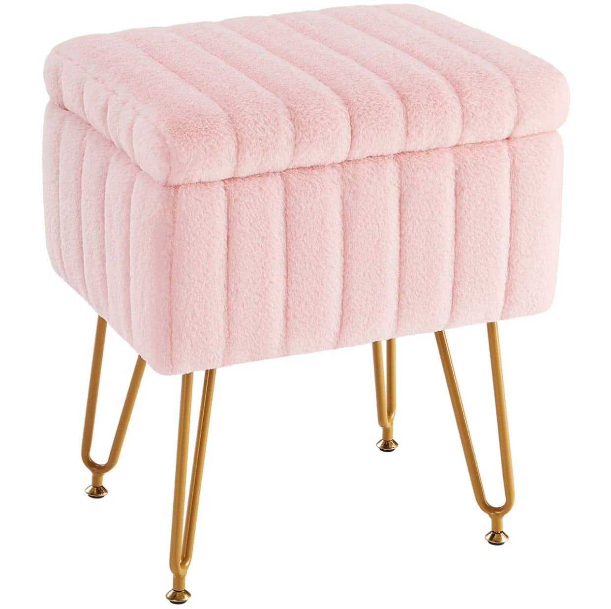 Kids Modern Light Pink Fur Square Stool | Rental Kids Modern Light Pink Fur Square Stool | Rental