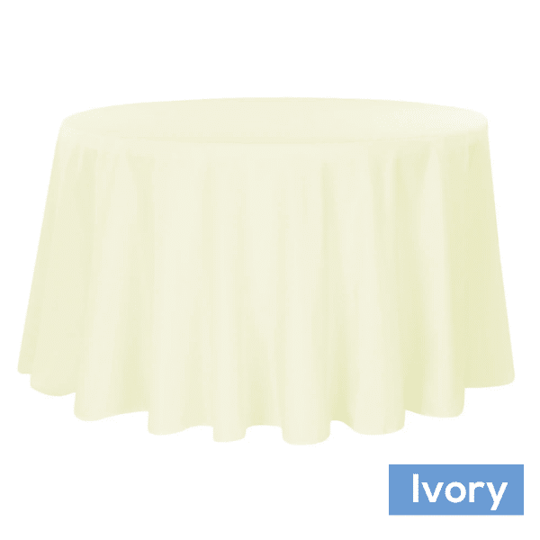 132″ Round 200 GSM Polyester Tablecloth – Ivory | Rental