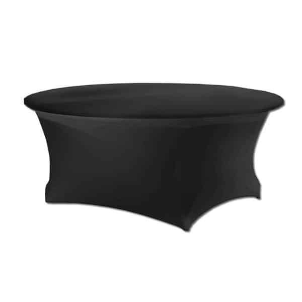 210 GSM Better Quality/Best Value Quality 60″ Round Spandex Table Cover – Black | Rental