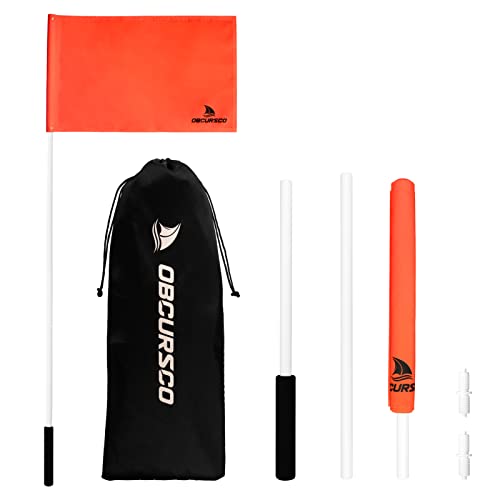 Obcursco 48-Inch Orange Boat Flag with Pole, Floatable 12″x 18″ Water Ski Flag, 3-Section Skier Down for Safety, Watersports, Wakeboard, Kneeboard, and Towable Tube | Rental