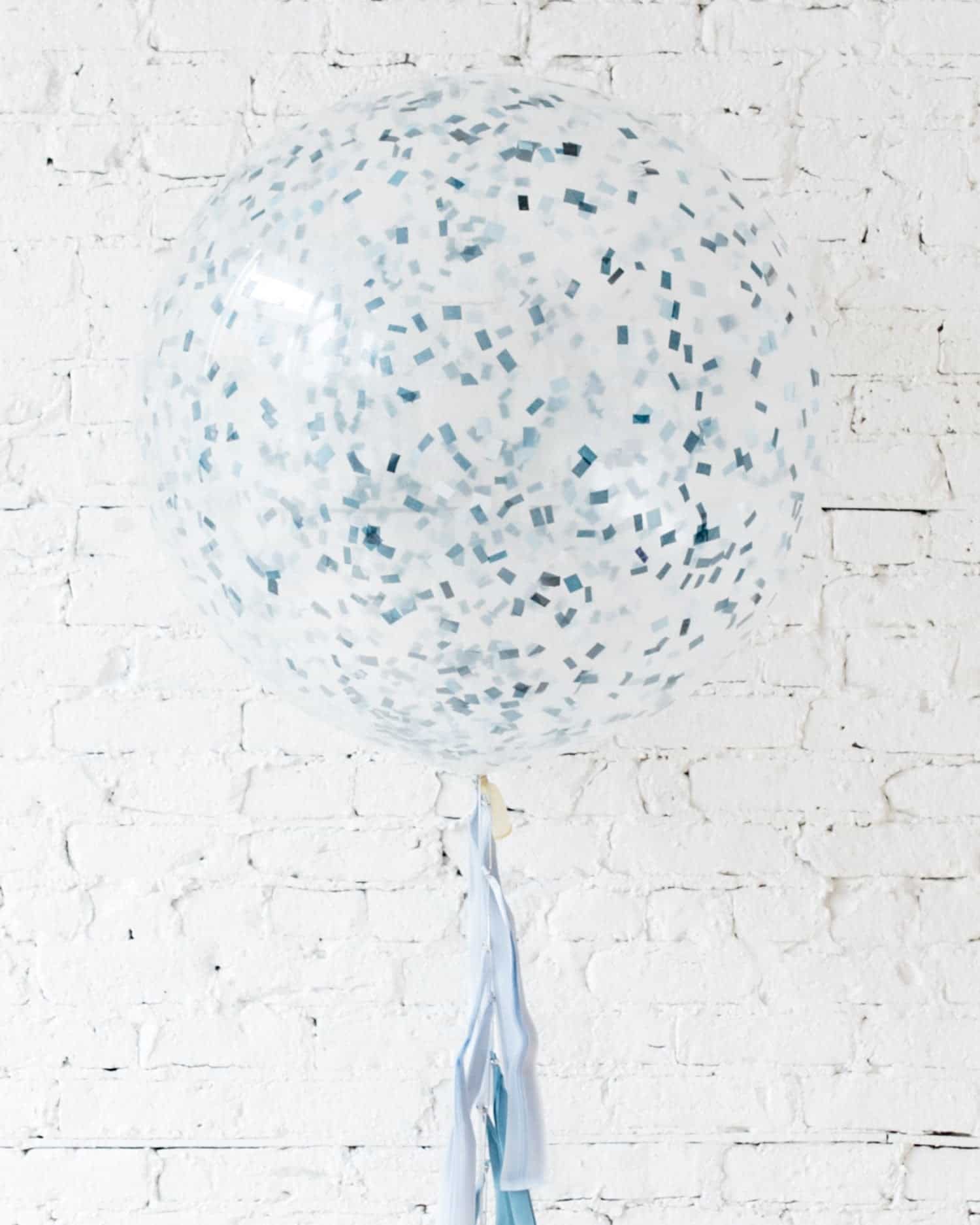 GIFT-Mixed Blues Confetti Giant Balloon and Ombre Blue Tassel | Rental