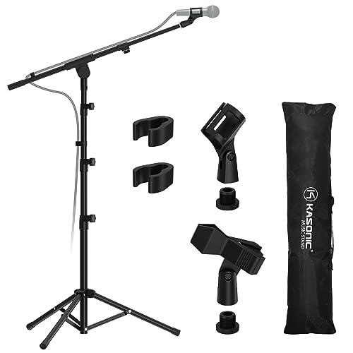 Kasonic Microphone Stand, Heavy Duty Adjustable Collapsible Tripod Boom Mic Stands with 2 Mic Clip Holders for Performance, Karaoke Singing, Speech, Wedding, Stage and Outdoor Acti | Rental Kasonic Microphone Stand, Heavy Duty Adjustable Collapsible Tripod Boom Mic Stands with 2 Mic Clip Holders for Performance, Karaoke Singing, Speech, Wedding, Stage and Outdoor Acti | Rental
