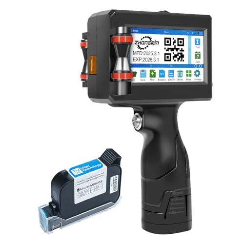 ZHONGMIN Handheld Inkjet Printer with 42ml Quick-Drying Ink Cartridge, Portable Ink Jet Coding Machine for Text/Date/Batch Number/QR Code/Barcode/Logo, Print Height from 0.08 to 0. | Rental ZHONGMIN Handheld Inkjet Printer with 42ml Quick-Drying Ink Cartridge, Portable Ink Jet Coding Machine for Text/Date/Batch Number/QR Code/Barcode/Logo, Print Height from 0.08 to 0. | Rental