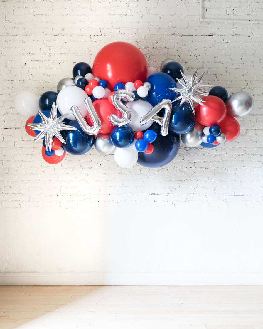 USA Red, White & Blue Palette Balloon Garland | Rental USA Red, White & Blue Palette Balloon Garland | Rental