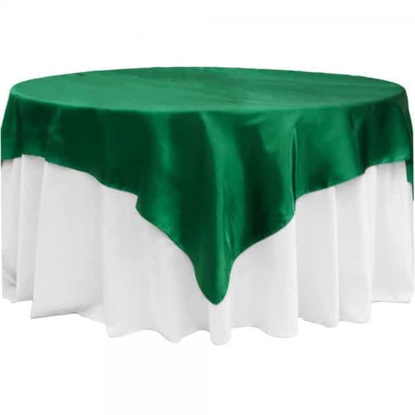 Sleek Satin Tablecloths 72″ Square – Emerald Green | Rental