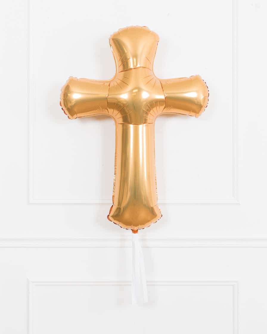 Baptism/Communion – Cross Foil Balloon with Skirt | Rental Baptism/Communion – Cross Foil Balloon with Skirt | Rental
