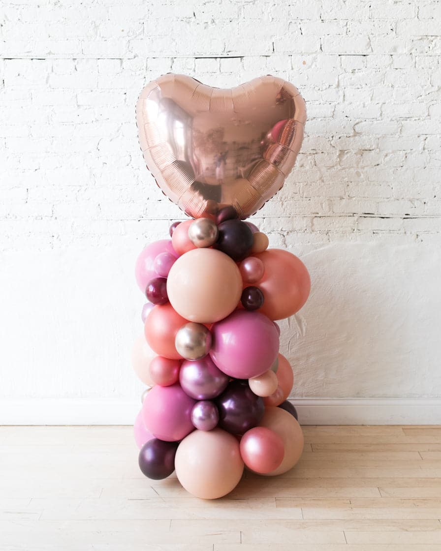 Berry Blush – Heart Balloon Column – 4ft | Rental