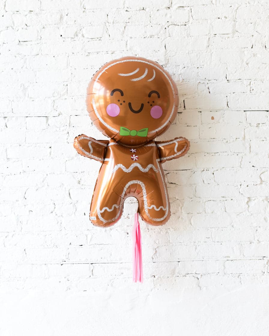 31in Gingerbread Foil Balloon with Pink Skirt | Rental 31in Gingerbread Foil Balloon with Pink Skirt | Rental