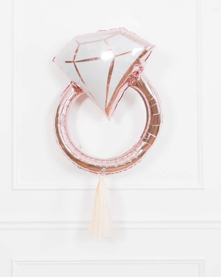 Citrus – 36in Diamond Ring Foil Balloon with Skirt | Rental Citrus – 36in Diamond Ring Foil Balloon with Skirt | Rental