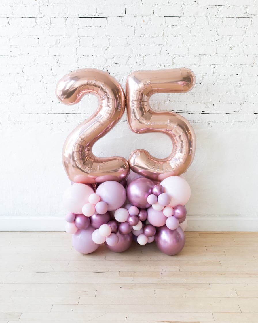 Modern Mauve – Foil Number on Balloon Pedestal – 3ft | Rental
