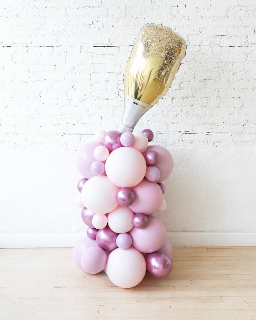 Modern Mauve – Champagne Bottle Balloon Column – 4ft | Rental Modern Mauve – Champagne Bottle Balloon Column – 4ft | Rental