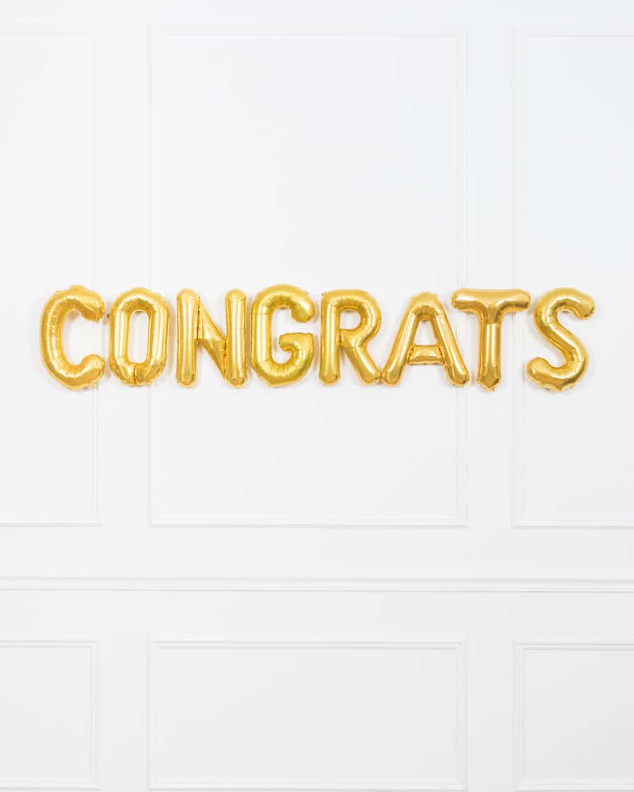 16in Gold Congrats Foil Balloon Set | Rental 16in Gold Congrats Foil Balloon Set | Rental