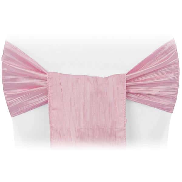 Accordion Crushed Taffeta Chair Sash – Pink | Rental