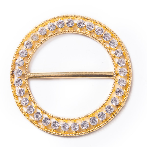 DecoStar™ Large Ornate Diamond Circle Decorative Buckle in Gold | Rental DecoStar™ Large Ornate Diamond Circle Decorative Buckle in Gold | Rental