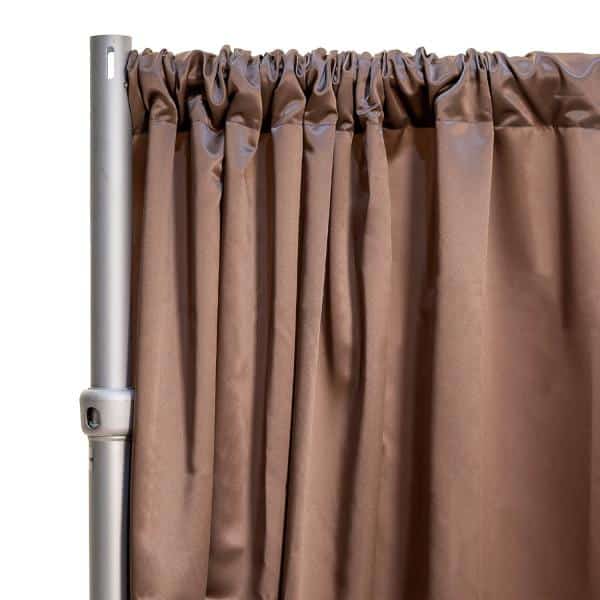 *FR* LUXE Satin Drape Panel by Eastern Mills (59″ Wide) w/ 4″ Sewn Rod Pocket – Saddle Brown | Rental