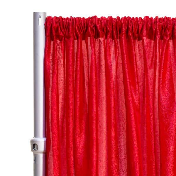 *FR* Crushed Taffeta Drape Panel by Eastern Mills 9 1/2 FT Wide w/ 4″ Sewn Rod Pocket – Red | Rental