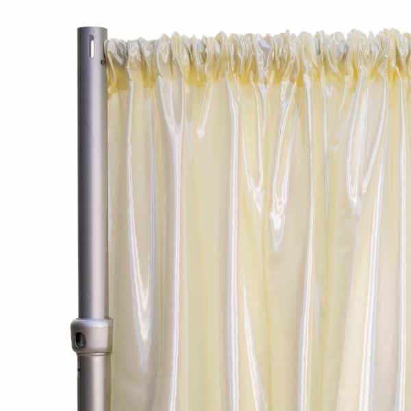*FR* Crushed Taffeta Drape Panel by Eastern Mills 9 1/2 FT Wide w/ 4″ Sewn Rod Pocket – Ivory | Rental *FR* Crushed Taffeta Drape Panel by Eastern Mills 9 1/2 FT Wide w/ 4″ Sewn Rod Pocket – Ivory | Rental