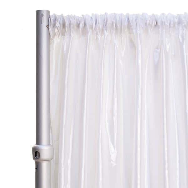 *FR* Taffeta Drape Panel by Eastern Mills 9 1/2 FT Wide w/ 4″ Sewn Rod Pocket – White | Rental