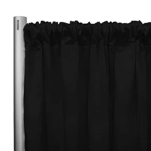 *IFR* 60″ Wide Elite Taffeta Drape Panel by Eastern Mills w/ 4″ Sewn Rod Pocket – Black | Rental