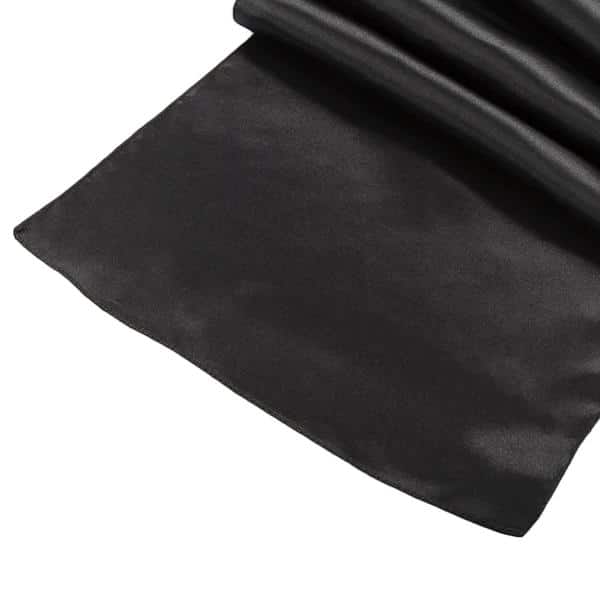 Sleek Satin Runner 14″ x 108″ – Black | Rental