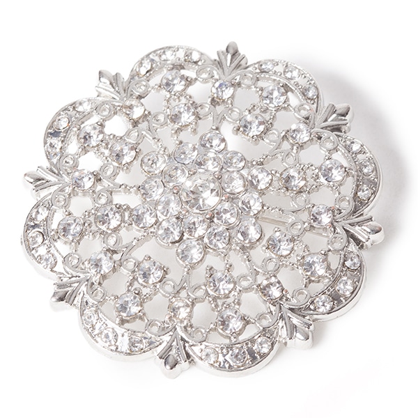 DecoStar™ Diamond Encrusted Antique Brooch – Silver | Rental DecoStar™ Diamond Encrusted Antique Brooch – Silver | Rental