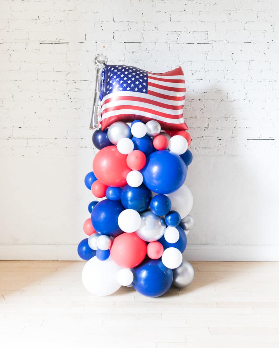 Red, White and Blue Palette Flag Balloon Column – 4ft | Rental Red, White and Blue Palette Flag Balloon Column – 4ft | Rental