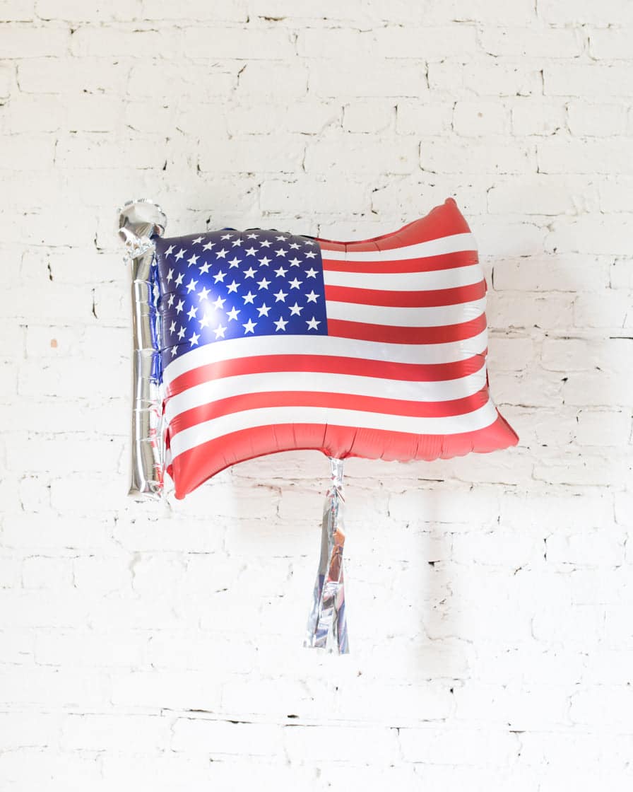 27in Flag Foil Balloon and Silver Skirt | Rental 27in Flag Foil Balloon and Silver Skirt | Rental
