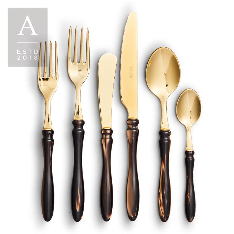 Elba Tiger’s Eye Gold Flatware Collection | Rental