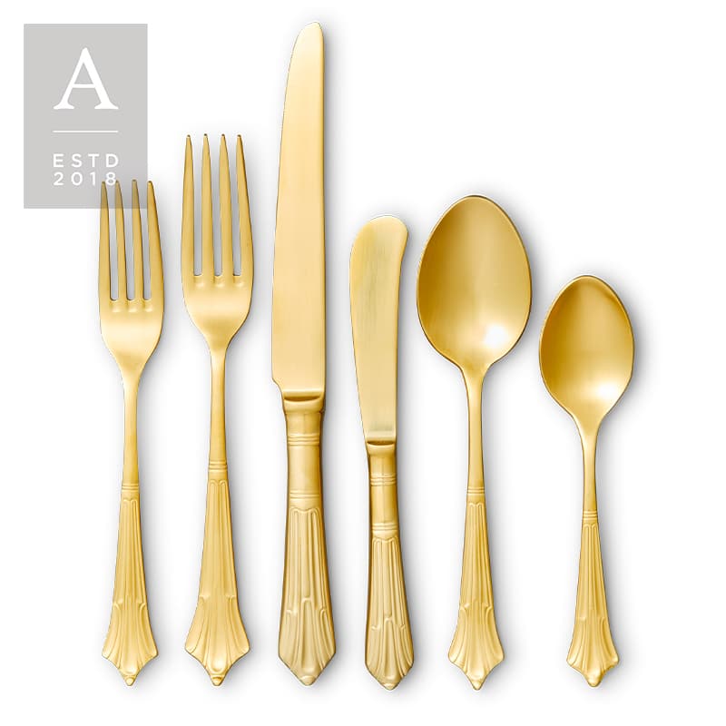 Empire Gold Brushed Flatware Collection | Rental