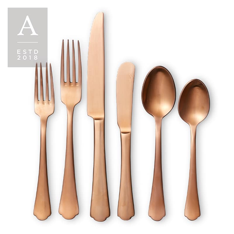Ethan Copper Brushed Flatware Collection | Rental