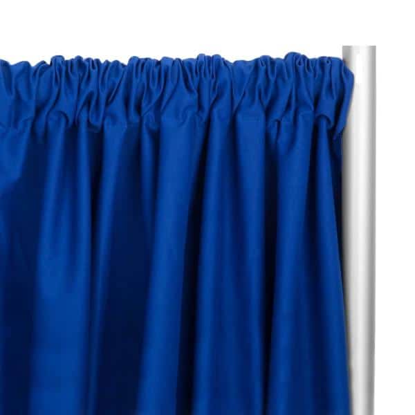 IFR Poly Premier Cloth Drape Panel by Eastern Mills w/ Sewn Rod Pocket – Expo Blue | Rental