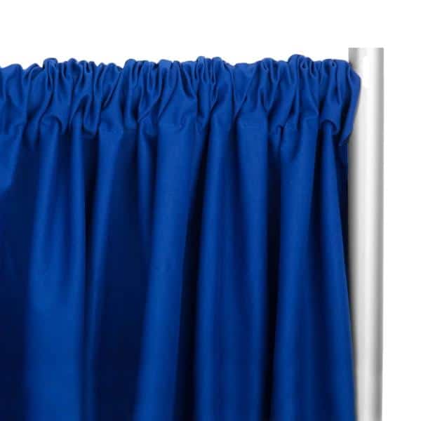 IFR Poly Premier Cloth Drape Panel by Eastern Mills w/ Sewn Rod Pocket – Royal Blue | Rental