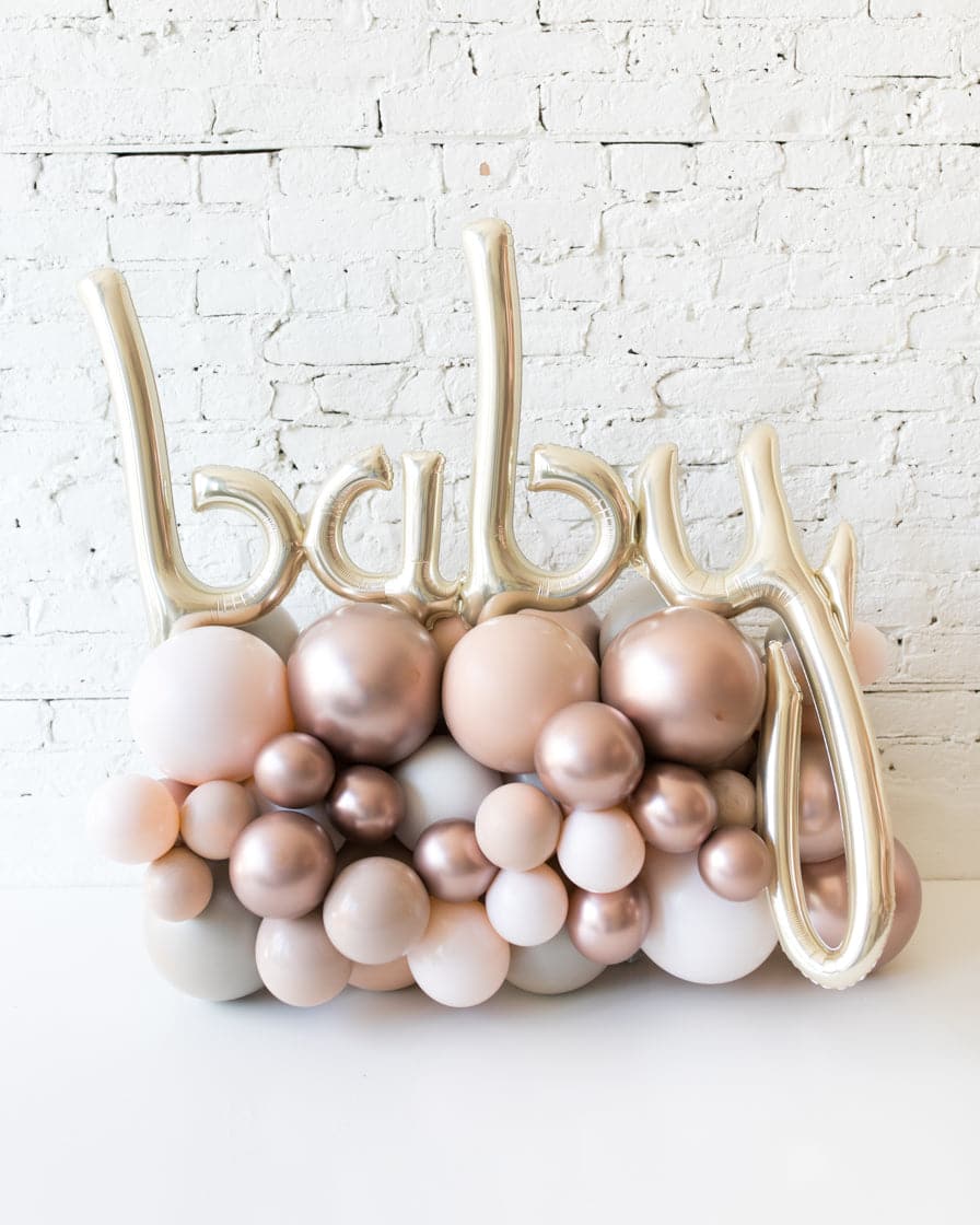Glam Tan – BABY Tabletop Foil Numbers on Balloon Base – 1.5ft | Rental