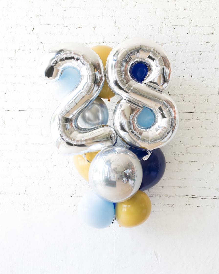 Mid Century Hues – Foil Number and latex Balloons – 13 balloons | Rental