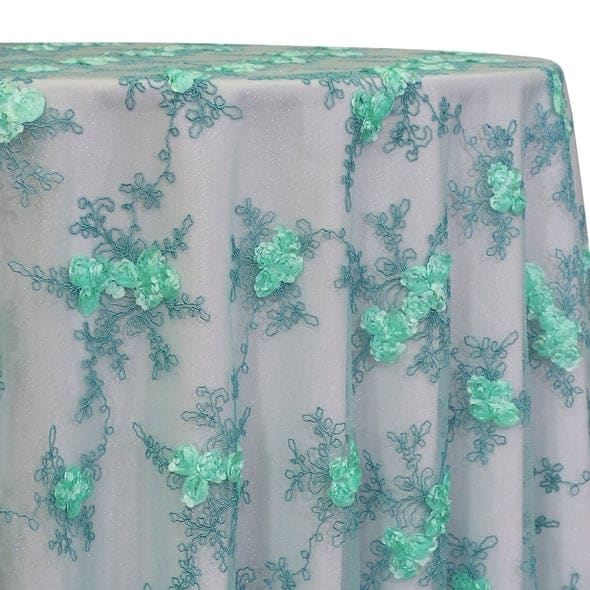 Baby Rose Embroidery Table Linen in Mint | Rental Baby Rose Embroidery Table Linen in Mint | Rental