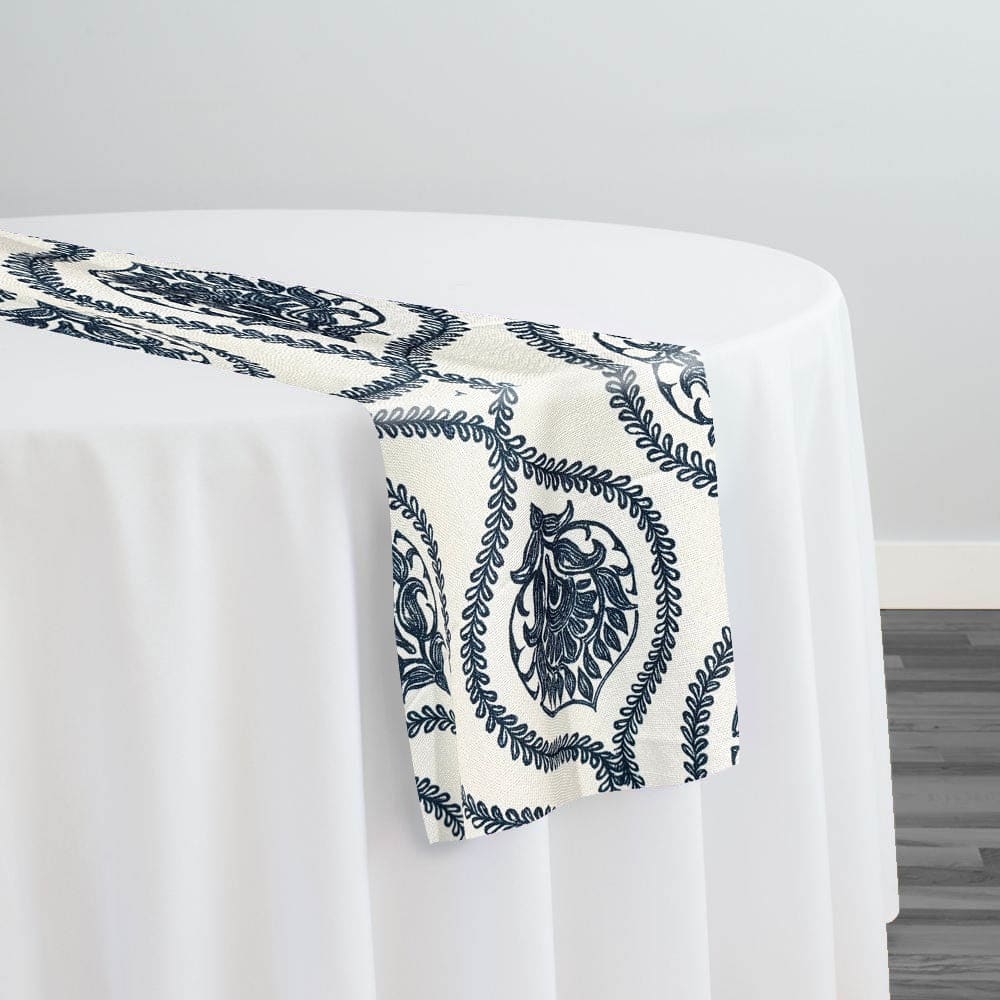 Mayfair (Slub Print) Table Runner in Navy | Rental