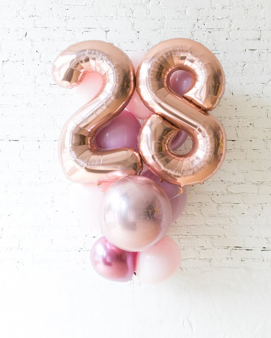 Modern Mauve – Double-Digit Foil and Latex Balloon – bouquet of 13 | Rental